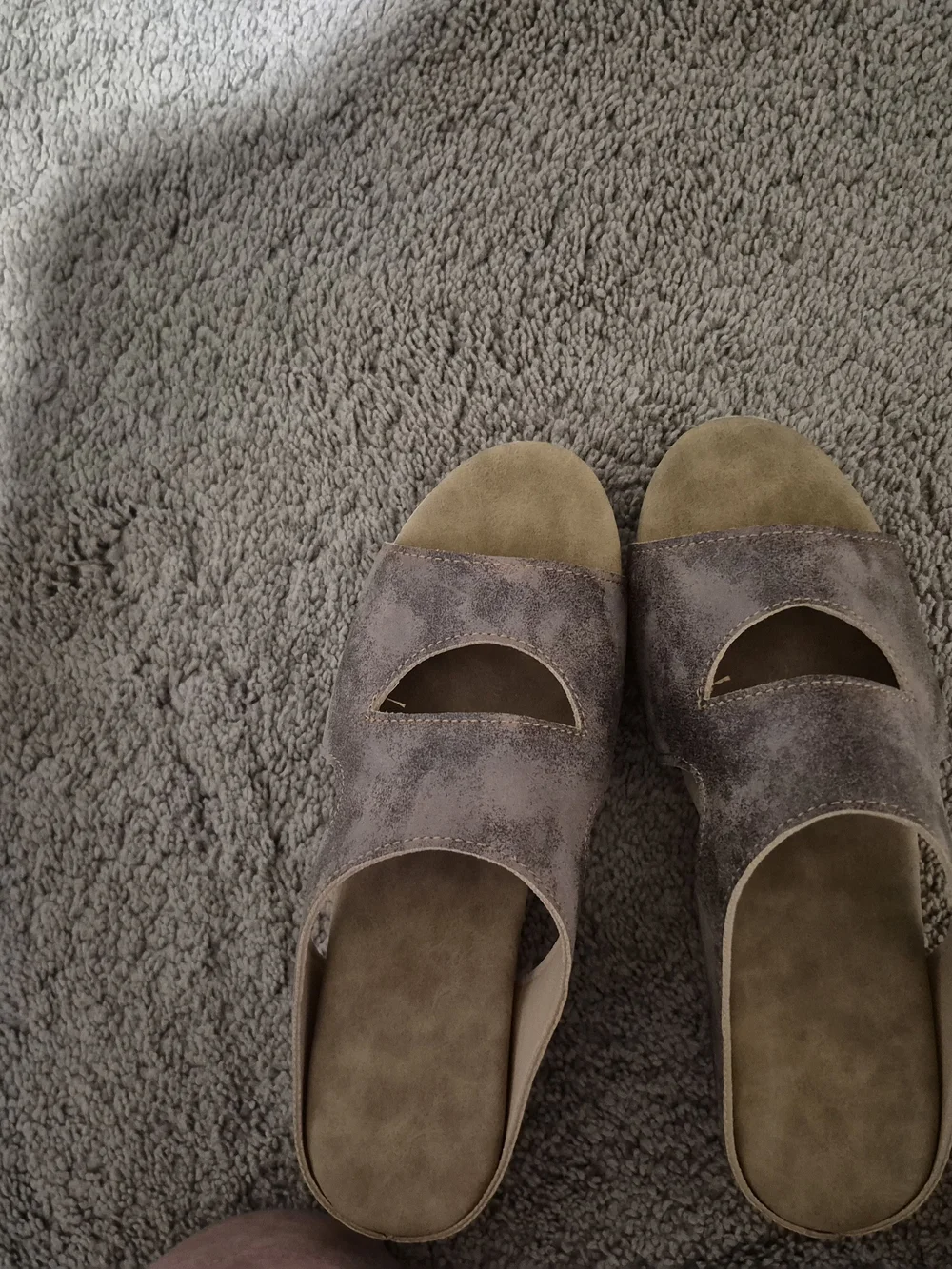 NOBO Taupe Open-Toe Slide Wedges